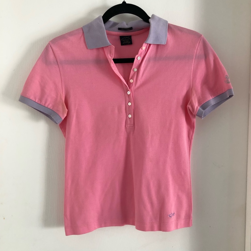 Paul & shark Yachting pink purple short sleeve polo shirt size small